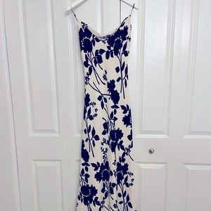 Wayne Clark white and black floral print silk gown